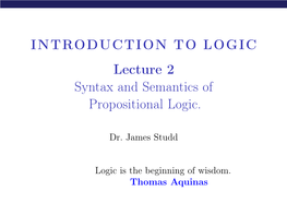 Syntax and Semantics of Propositional Logic