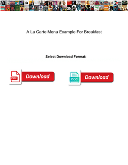 A La Carte Menu Example for Breakfast