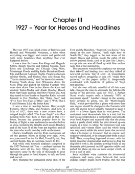 Chapter III 1927 – Year for Heroes and Headlines