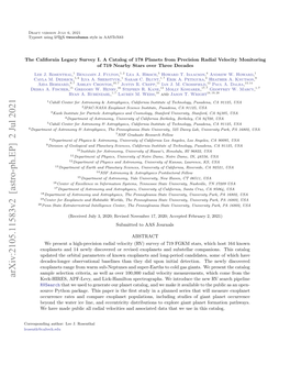 Arxiv:2105.11583V2 [Astro-Ph.EP] 2 Jul 2021 Keck-HIRES, APF-Levy, and Lick-Hamilton Spectrographs