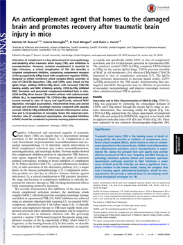 An Anticomplement Agent That Homes to the Damaged Brain and Promotes Recovery After Traumatic Brain Injury in Mice