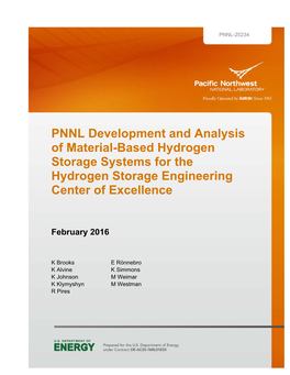 PNNL Development and Analysis of Material-Based Hydrogen Storage Systems for the Hydrogen Storage Engineering Center of Excellence