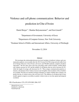 Behavior and Prediction in Cˆote D'ivoire