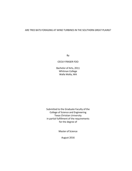 Are Tree Bats Foraging at Wind Turbines in the Southern Great Plains?