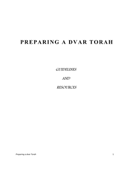Preparing a Dvar Torah