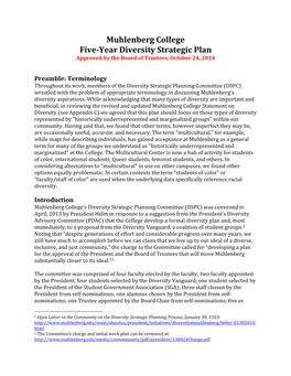 Muhlenberg College Five-Year Diversity Strategic Plan