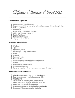 Name Change Checklist