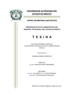 Monografía Politico-Administrativa Del Municipio Ixtapan Del Oro, Estado