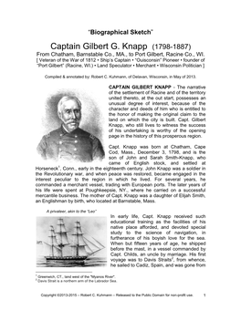 Captain Gilbert G. Knapp, 1798-1887