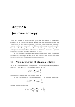 Chapter 6 Quantum Entropy