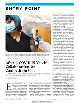 After a COVID-19 Vaccine: Collaboration Or Competition?