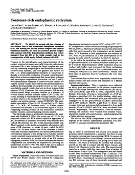 Coatomer-Rich Endoplasmic Reticulum LELIO ORCI*, ALAIN PERRELET*, MARIELLA RAVAZZOLA*, Myltne AMHERDT*, JAMES E