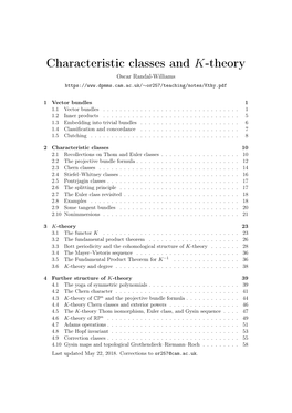 Characteristic Classes and K-Theory Oscar Randal-Williams