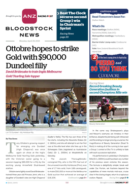 Ottobre Hopes to Strike Gold with $90,000 Dundeel Filly | 2 | Monday, April 29, 2019