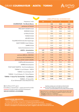 ORARI COURMAYEUR &gt; AOSTA &gt; TORINO