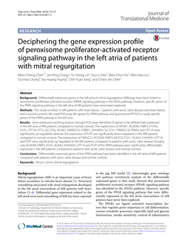Deciphering the Gene Expression Profile of Peroxisome Proliferator
