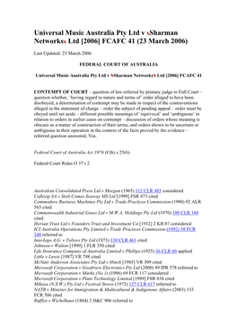 Universal Music Australia Pty Ltd V Sharman Networks Ltd [2006] FCAFC 41 (23 March 2006)