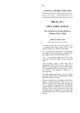 The Education (Listed Bodies) (Wales) Order 2004