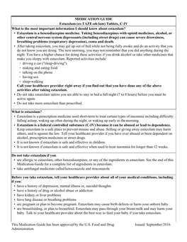 MEDICATION GUIDE Estazolam (Es-TAZE-Oh-Lam)