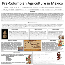 Pre-Columbian Agriculture in Mexico Carol J