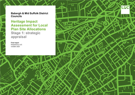 Heritage Impact Assessment for Local Plan Site Allocations Stage 1: Strategic Appraisal