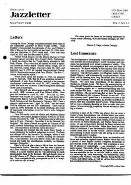 Jazzletter'~ I .%S;.€Fo‘ ' ‘ Life November 1988 V01