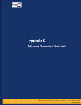 Appendix K Indigenous Communities Contact Lists
