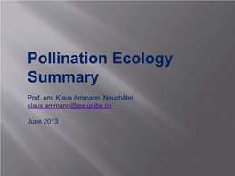 Pollination Ecology Summary