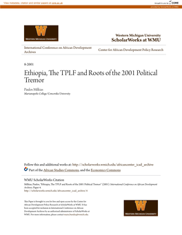 Ethiopia, the TPLF and Roots of the 2001 Political Tremor Paulos Milkias Marianopolis College/Concordia University