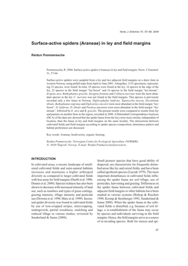 Surface-Active Spiders (Araneae) in Ley and Field Margins