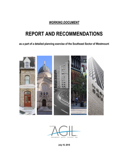REPORT and RECOMMENDATIONS As a Part of a Detailed Planning