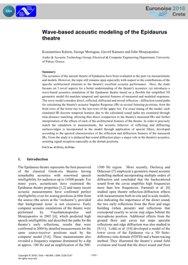 Wave-Based Acoustic Modeling of the Epidaurus Theatre