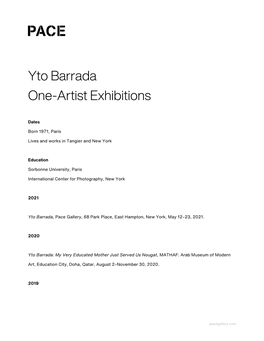 Yto Barrada One-Artist Exhibitions