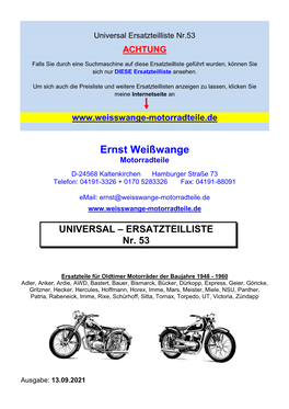 Universal Ersatzteilliste Nr.53