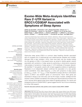 Exome-Wide Meta-Analysis Identifies Rare 3'-UTR Variant In