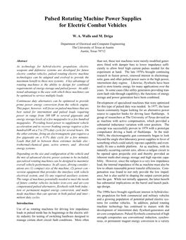 Pulsed Rotating Machine Power Supplies for Electric Combat Vehicles