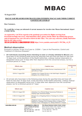 Medical Observation Pursuant to Articles 10 and 14 of Law No