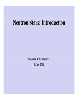 Neutron Stars: Introduction