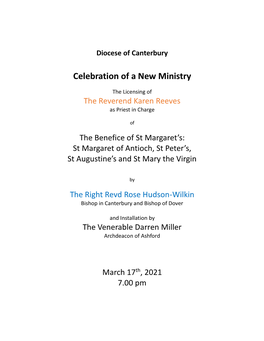 Celebration of a New Ministry