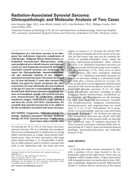 Radiation-Associated Synovial Sarcoma