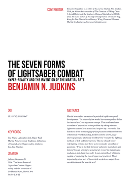 The Seven Forms of Lightsaber Combat Hyper-Reality and the Invention of the Martial Arts Benjamin N