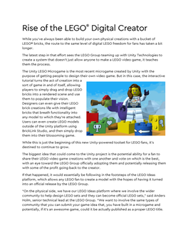 Rise of the LEGO® Digital Creator