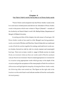 Chapter- II Kazi Nazrul Islam's Works Having Less Or No Perso-Arabic Words