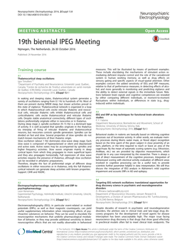 19Th Biennial IPEG Meeting Nijmegen, the Netherlands