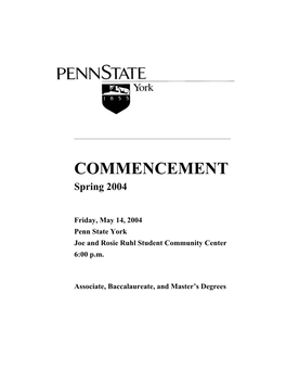 COMMENCEMENT Spring 2004