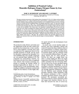 Inhibition of Premixed Carbon Monoxide-Hydrogen-Oxygen-Nitrogen Flames by Iron Pentacarbonylt