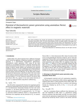 Potential of Thermoelectric Power Generation Using Anomalous Nernst Effect in Magnetic Materials