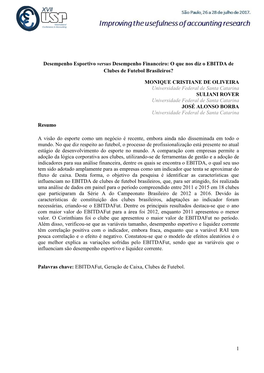 O Que Nos Diz O EBITDA De Clubes De Futebol Brasileiros?