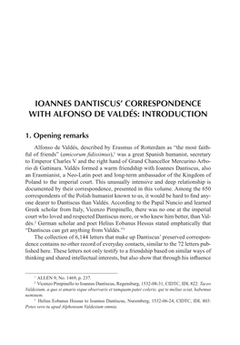 IOANNES DANTISCUS' CORRESPONDENCE With