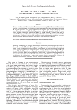 A Survey of Ground-Dwelling Ants (Hymenoptera: Formicidae) in Georgia